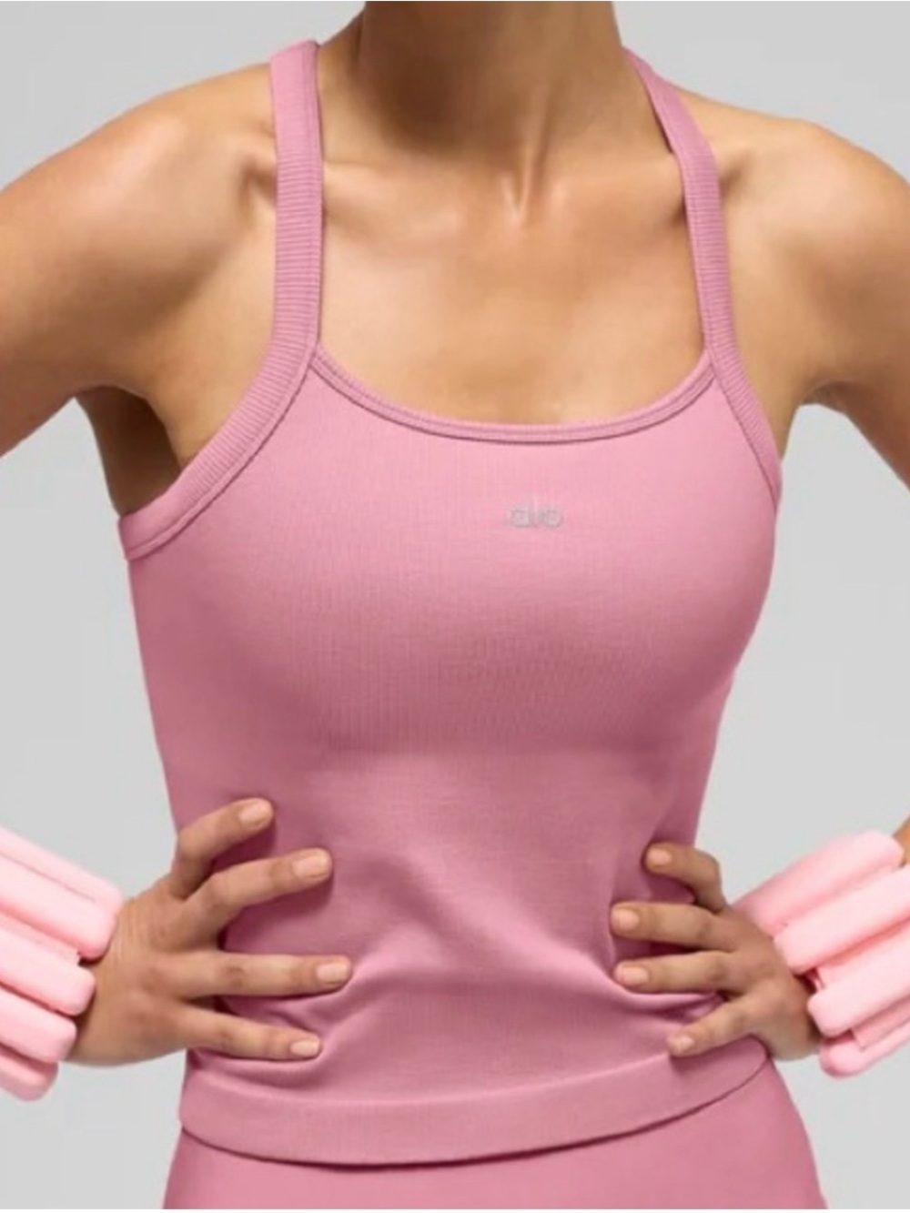 ALO Yoga Seamless Ribbed favorite Bra Tank in Wild Rose size M